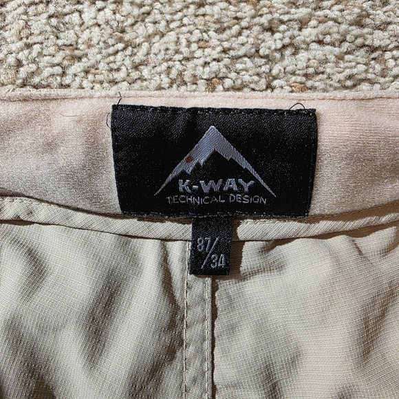 K-Way Pants Mens 34 Convertible Beige Hiking Nylon Outdoor Cargo Zip Off Legs - Picture 3 of 11